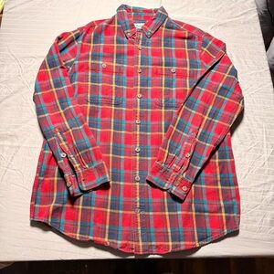 Duluth Trading Co. Mens Red Plaid Flannel Slim Fit Shirt Button Front XL Tall